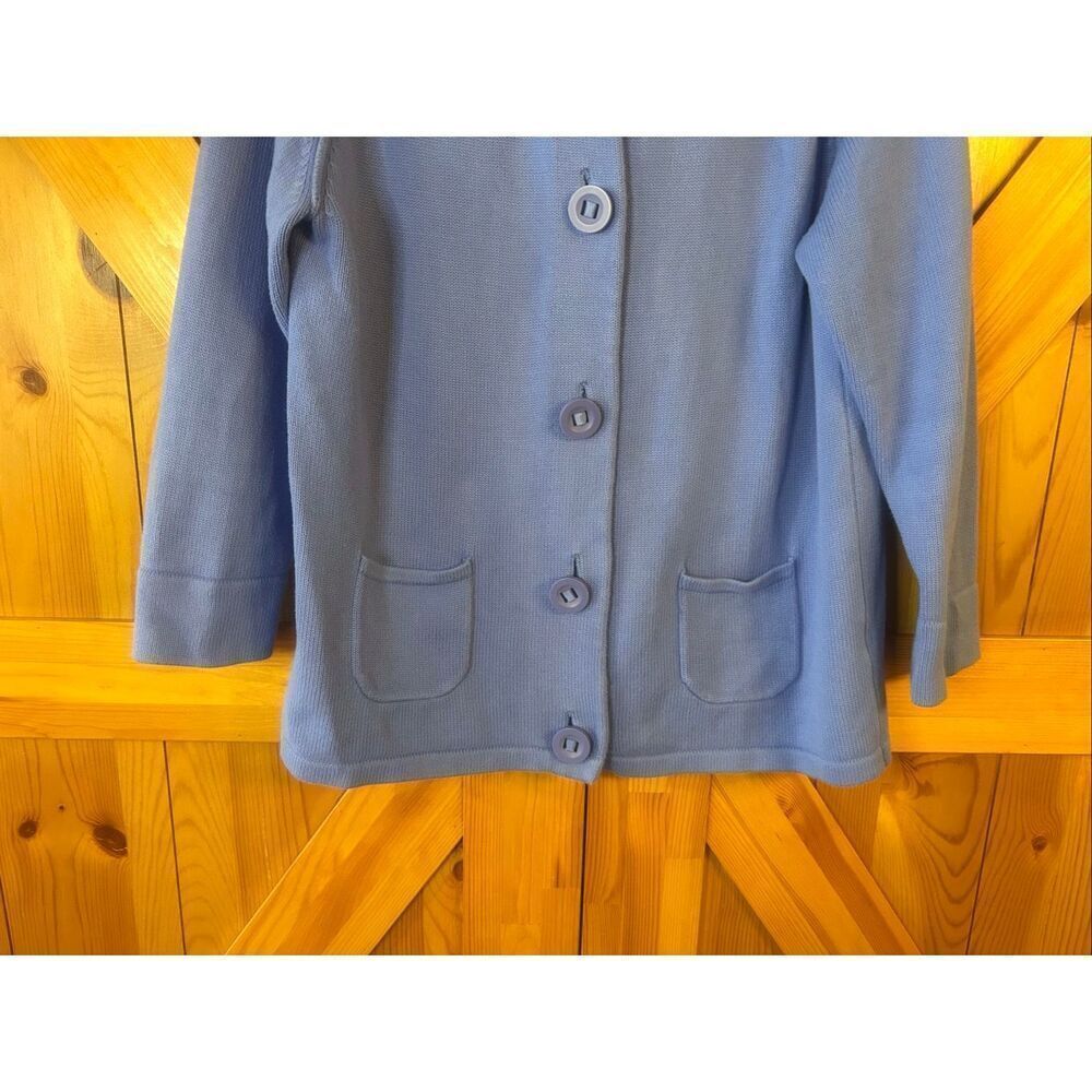 L.L.Bean Women’s Periwinkle Knit Button Up Cardigan Sweater Size Large (5948) - Picture 3 of 6